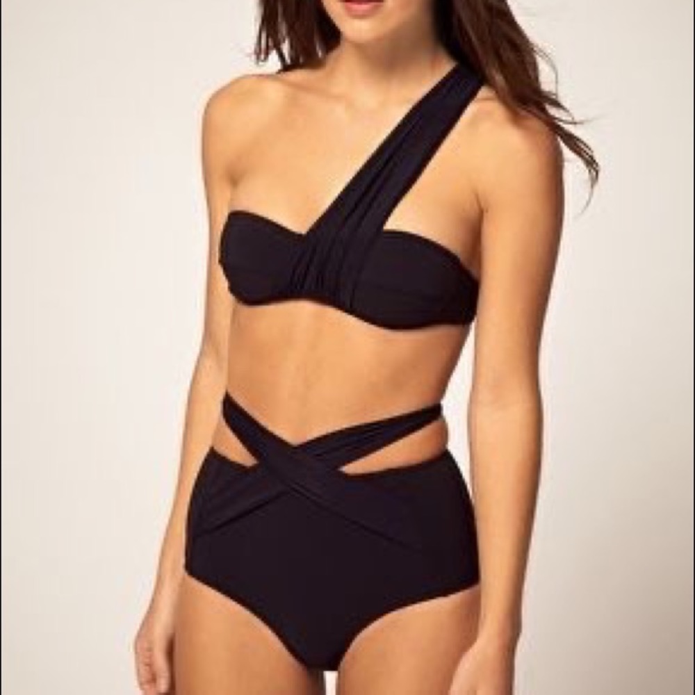 High Waisted Black Bikini Bottom